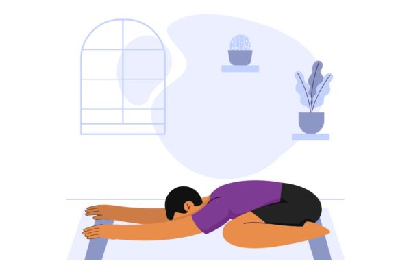 伏地瑜伽动作姿势插画矢量素材 Yoga – Child’s Pose Illustration