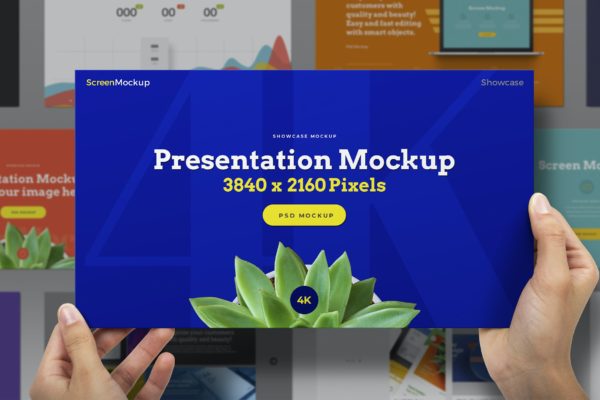 手持4K屏幕页面展示演示样机 Hands Holding Presentation Mockup Showcase 4K