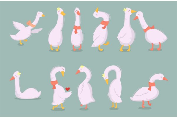 卡通鸭动物矢量插画 Cartoon Duck Character Illustration