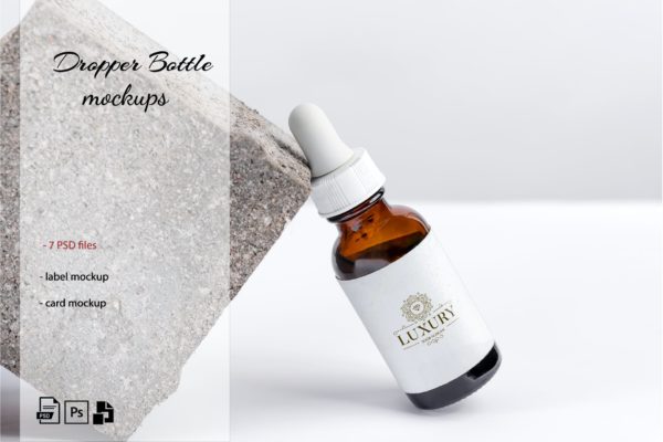 滴管瓶化妆品包装设计样机素材 Dropper Bottles Mockup
