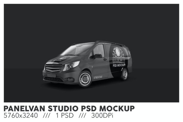 厢式货车广告设计展示样机素材 Panelvan Studio PSD Mockup