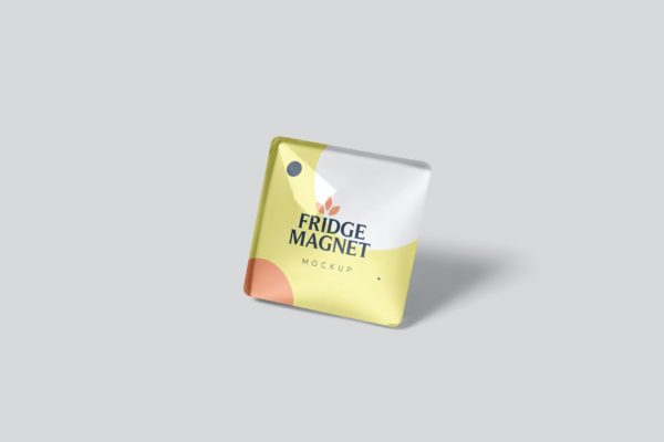 方形冰箱磁铁品牌设计样机素材 Square Fridge Magnets Mockups