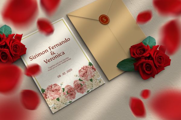 优雅的婚礼邀请函设计样机素材 Elegant Wedding Invitation mockup
