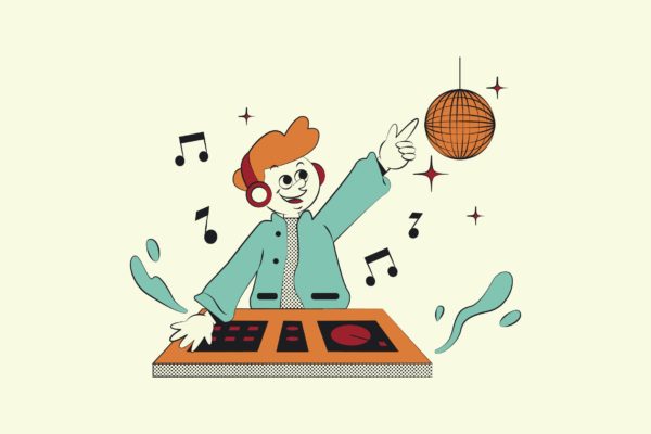 音乐DJ派对矢量插画素材 DJ Party Illustration