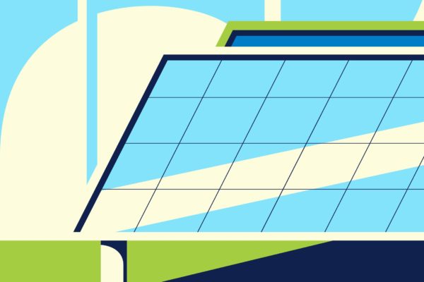 太阳能电池板矢量插画 Illustration with Solar Panels