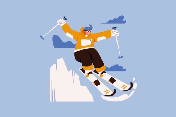 滑雪人物矢量插画素材 Skiing Illustration