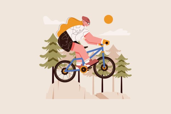 山地车运动矢量插画素材 Mountain Bike Illustration