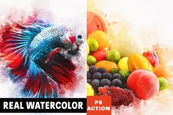 逼真的水彩画照片效果PS动作 Real Watercolor Photoshop Action