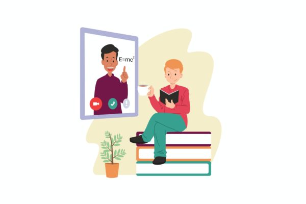 在线指导教学概念矢量插画 Mentoring Online Illustration
