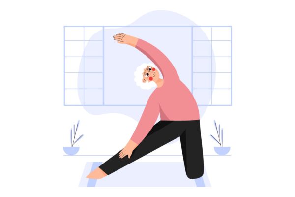 门闩式瑜伽动作姿势插画矢量素材 Yoga – Gate Pose Illustration