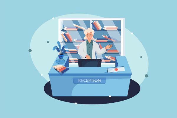 医院接待处概念插画 Hospital reception desk illustration concept