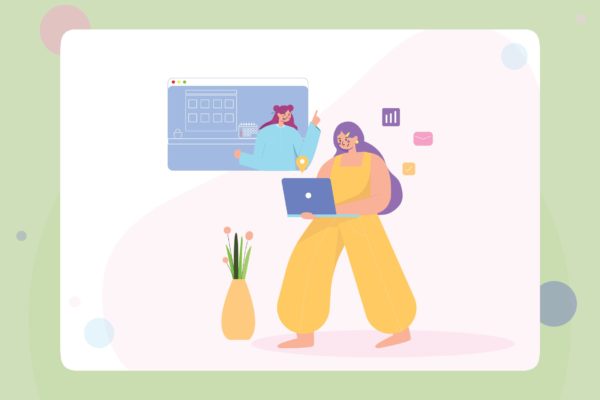 保持高效办公主题网站标题着陆页插画 Stay Productive – Website Header – Illustration