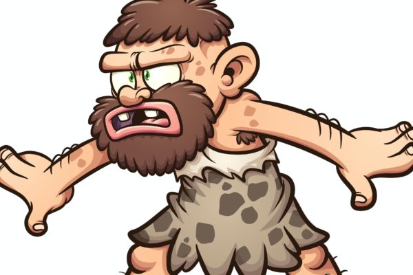 穴居人卡通矢量插画 Confused caveman