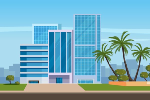 办公楼建筑矢量插画 Office Building Illustration