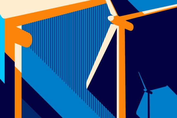 风力发电主题矢量插画 Illustration with Wind Power Plant