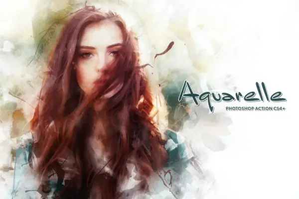 水彩画效果PS动作模板 Aquarelle CS4+ Photoshop Action