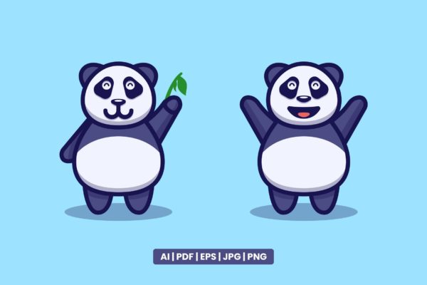 可爱熊猫卡通插画 Cute Panda Cartoon Illustration