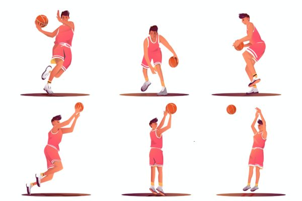 篮球运动员人物角色矢量插画素材 Basketball Player Illustration
