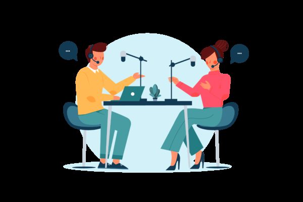 播客人物角色矢量插画素材 Podcast Illustration