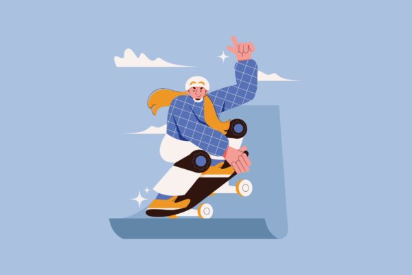 滑板人物矢量插画素材 Skateboarding illustration