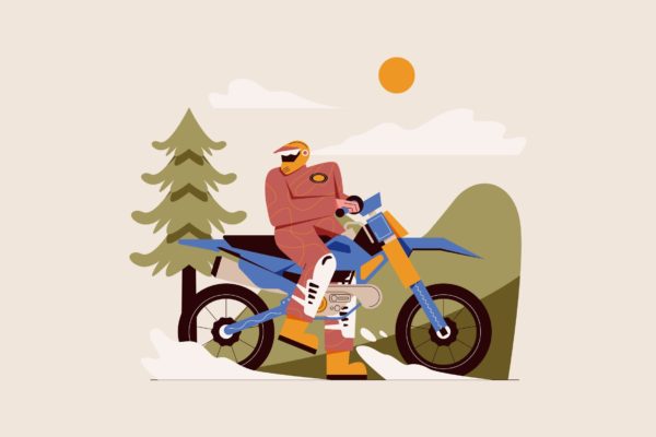摩托车越野赛矢量插画素材 Motocross Illustration