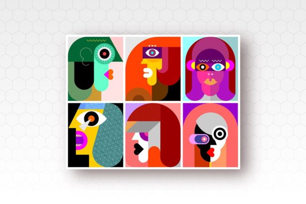 6个抽象古怪的肖像矢量插画 6 People Portraits vector illustration