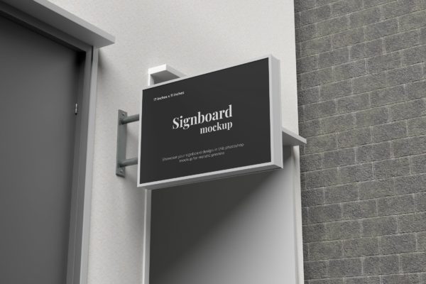 矩形广告招牌设计样机素材 Signboard mockup