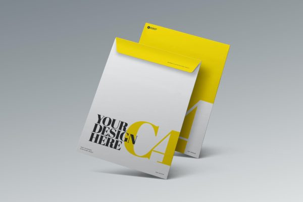 C4信封设计透视图样机素材 Envelope Mockup C4 Perspective