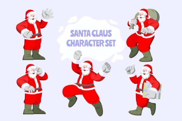 圣诞老人角色插画 Santa Claus – Character Set Illustration