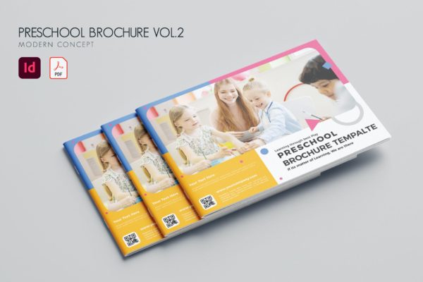 儿童学前教育画册宣传册设计模板v2 Preschool Brochure Vol.2