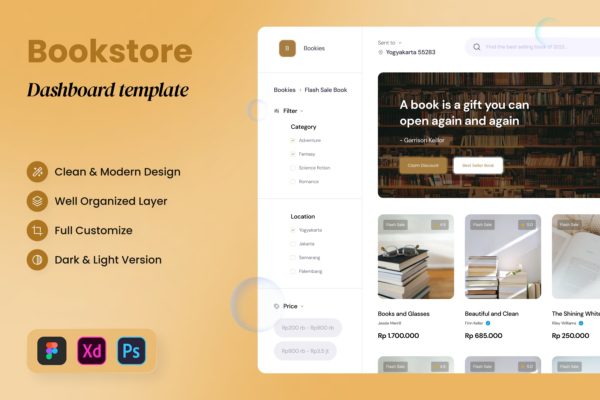 书店Web App应用仪表盘UI设计模板 Bookies – Bookstore Desktop App