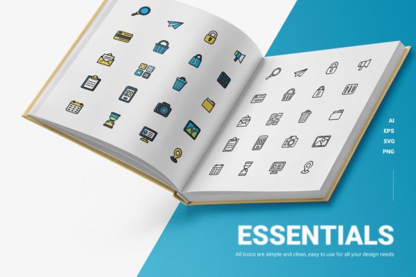 25枚UI要素主题矢量图标素材 Essentials – Icons