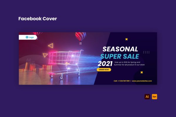 超级促销活动Facebook封面设计模板 Facebook Cover