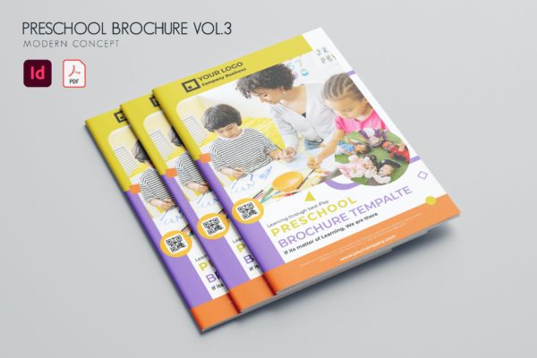 儿童学前教育画册宣传册设计模板v3 Preschool Brochure Vol.3