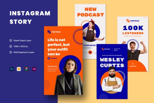 内容创作者播客直播Instagram故事模板 Instagram