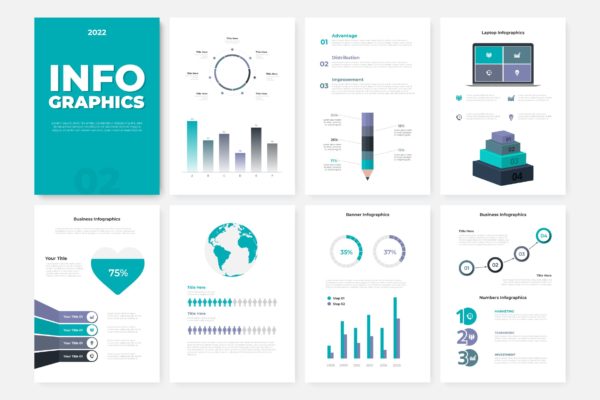 数据统计信息图表宣传册设计模板v3 Infographic Brochure Template