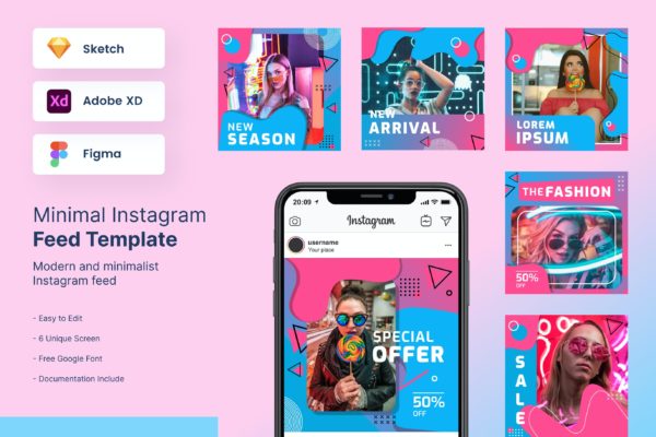 女性时尚品牌促销Instagram帖子贴图社交素材 Woman Fashion Instagram Post