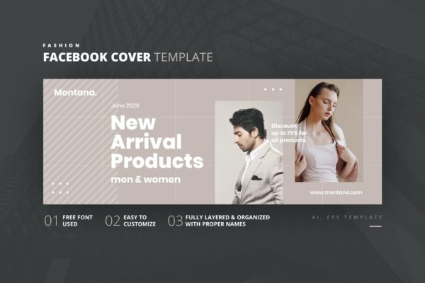 时尚新品上市Facebook封面Banner设计模板 Facebook Cover Template