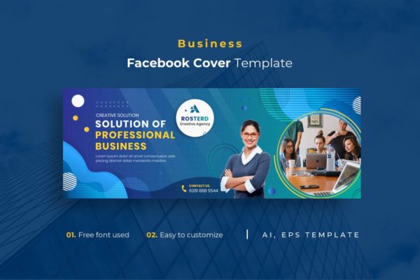 商业企业主题Facebook封面设计模板v4