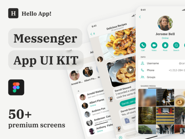 设计森林下午茶：Messenger信息聊天社交移动应用程序UI工具包