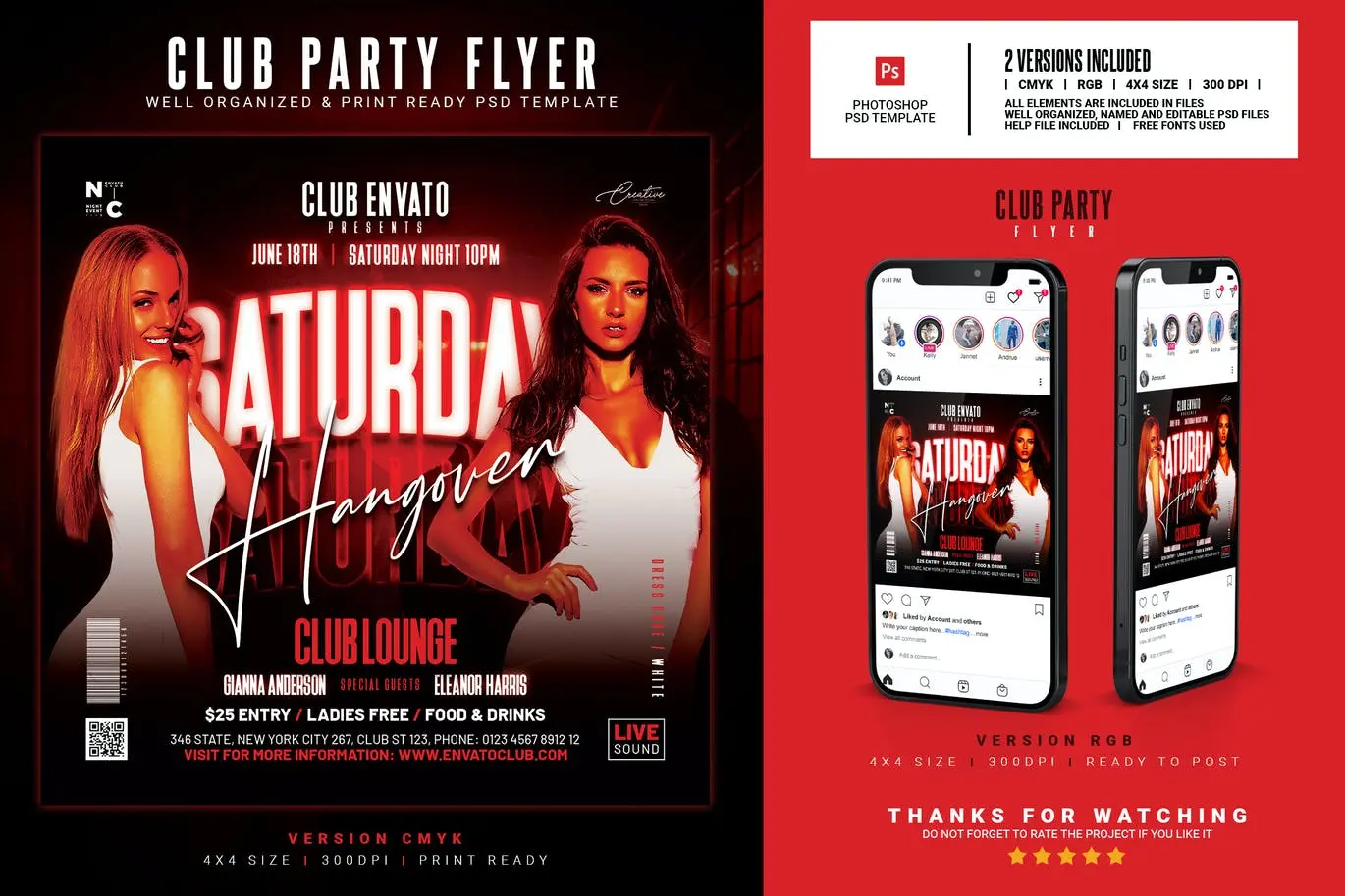 夜总会派对宣传单设计模板 Night Club Flyer