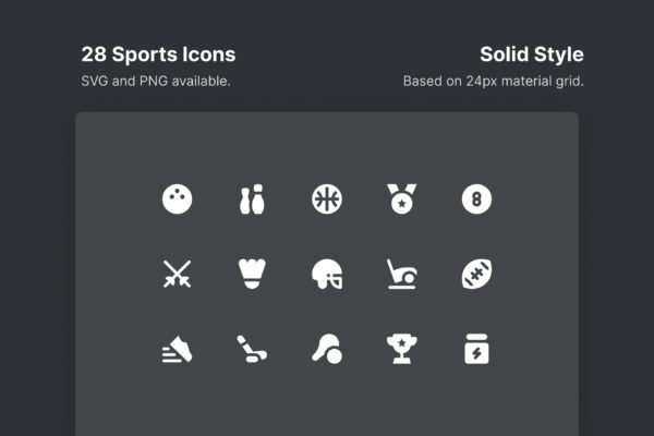 简约实体风格矢量运动图标集合 Sports Icons – Solid Style