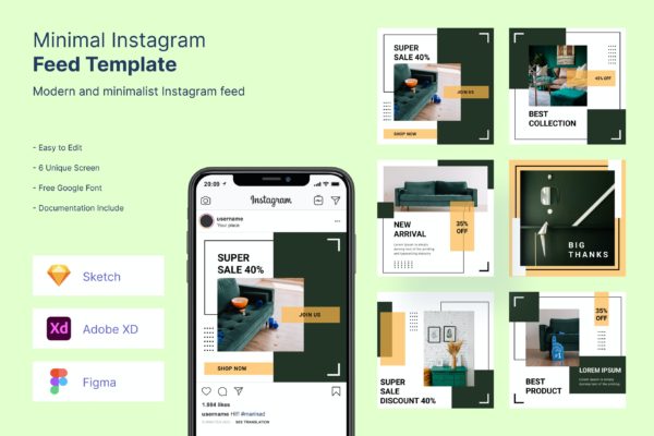 家庭家具产品Instagram帖子社交素材 Home Furniture Instagram Post