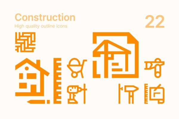 轮廓建设图标矢量集合 Construction Icons