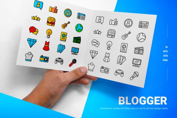 20枚博客主题图标矢量素材 Blogger – Icons