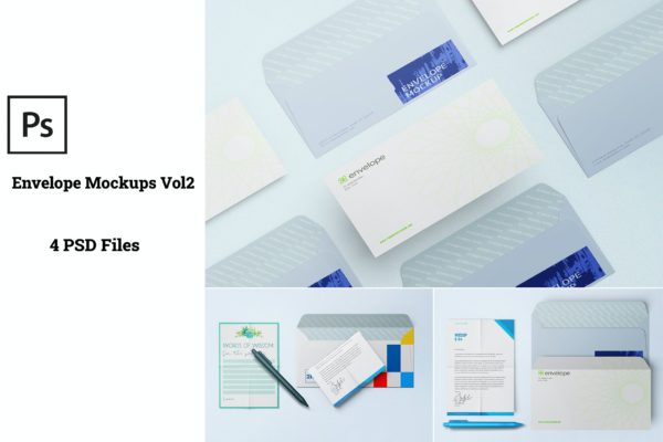 开窗信封设计样机素材v2 Envelope Mockups Vol2