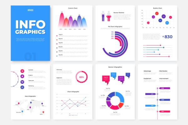 数据统计信息图表宣传册设计模板v2 Infographic Brochure Template