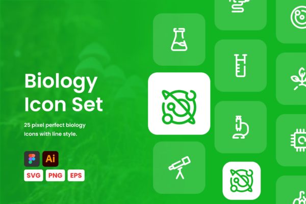 生物学主题线性图标集合 Biology Line Icon Set