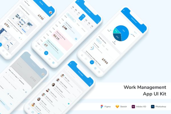 工作管理App UI设计素材 Work Management App UI Kit