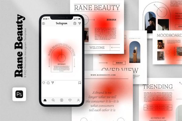 简约渐变色美容主题Instagram帖子模板 Rane Beauty – Instagram Post